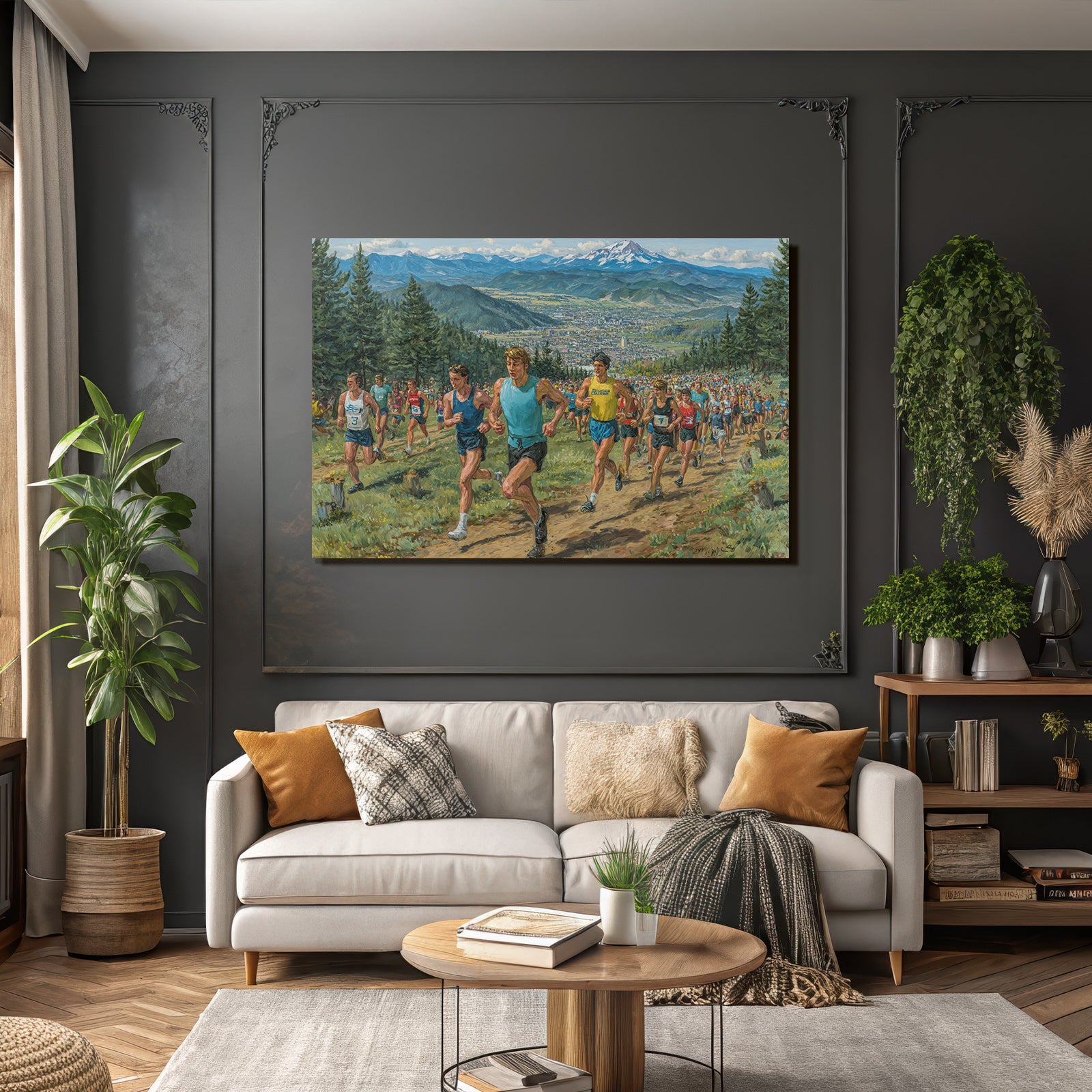 Marathon Laufende Im Mountainschaftslandschaft