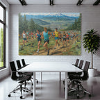 Marathon Laufende Im Mountainschaftslandschaft