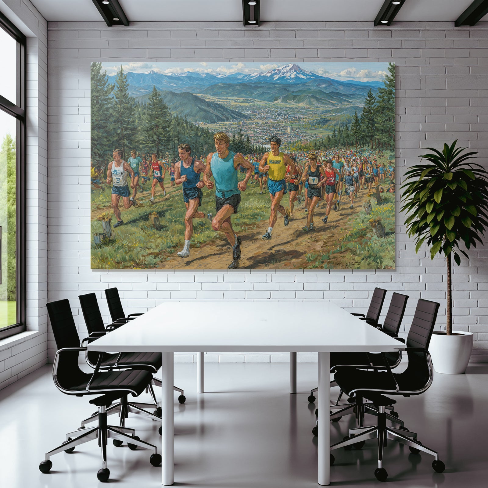 Marathon Laufende Im Mountainschaftslandschaft