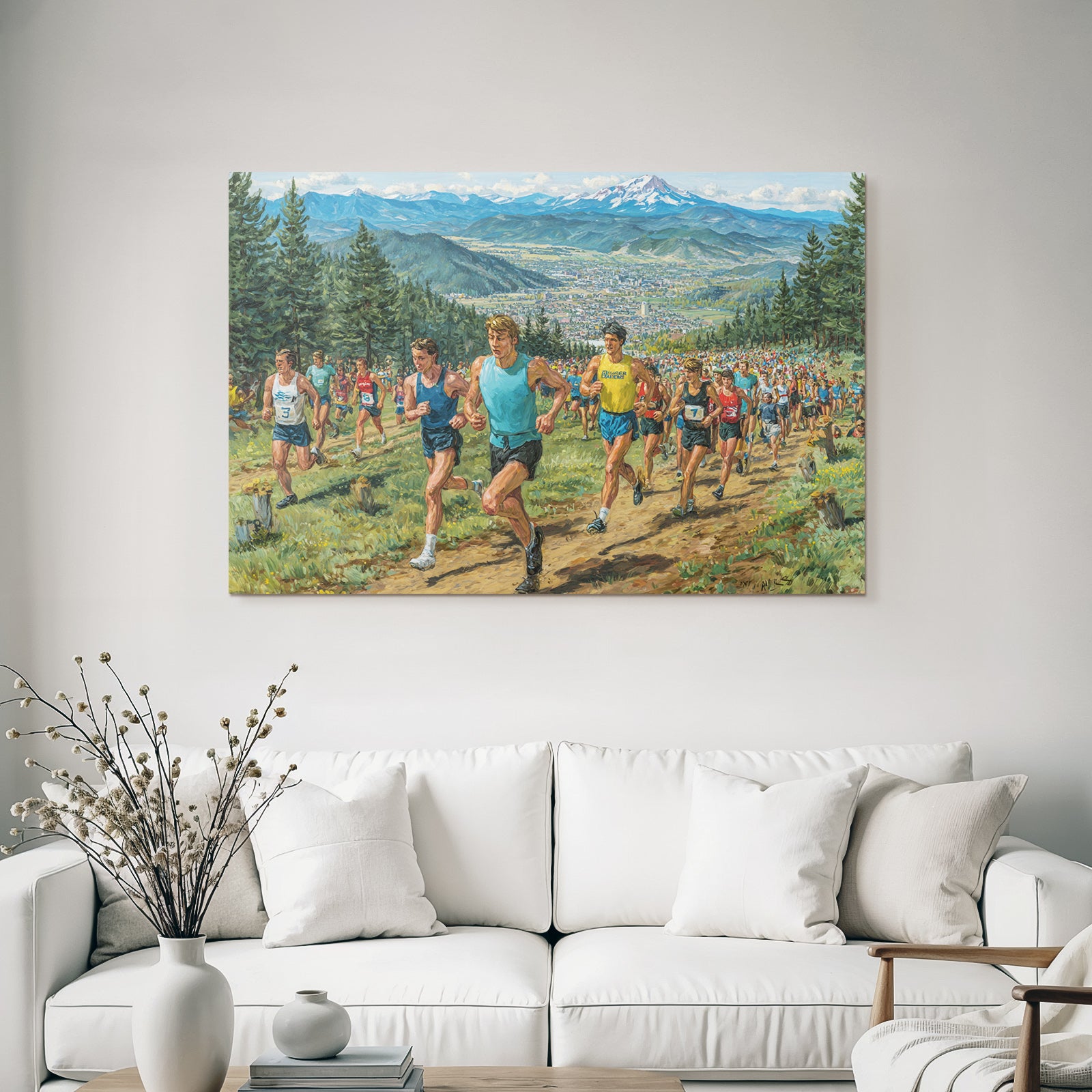 Marathon Laufende Im Mountainschaftslandschaft