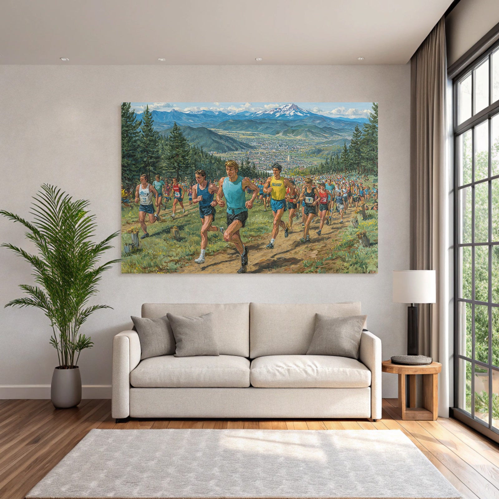 Marathon Laufende Im Mountainschaftslandschaft