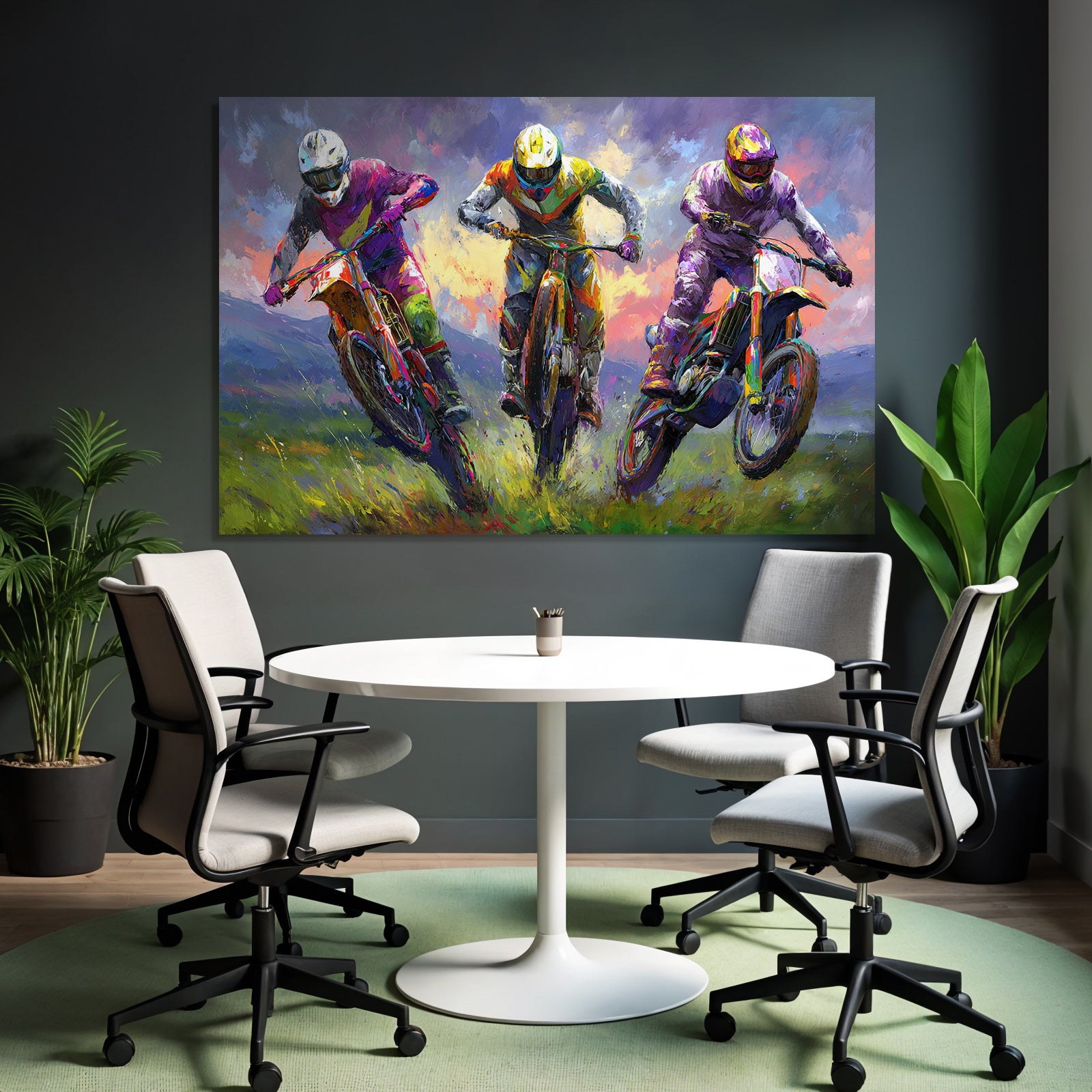Motocross Rennfahrer Sprung Expressiver Stil Dynamisch Energisch