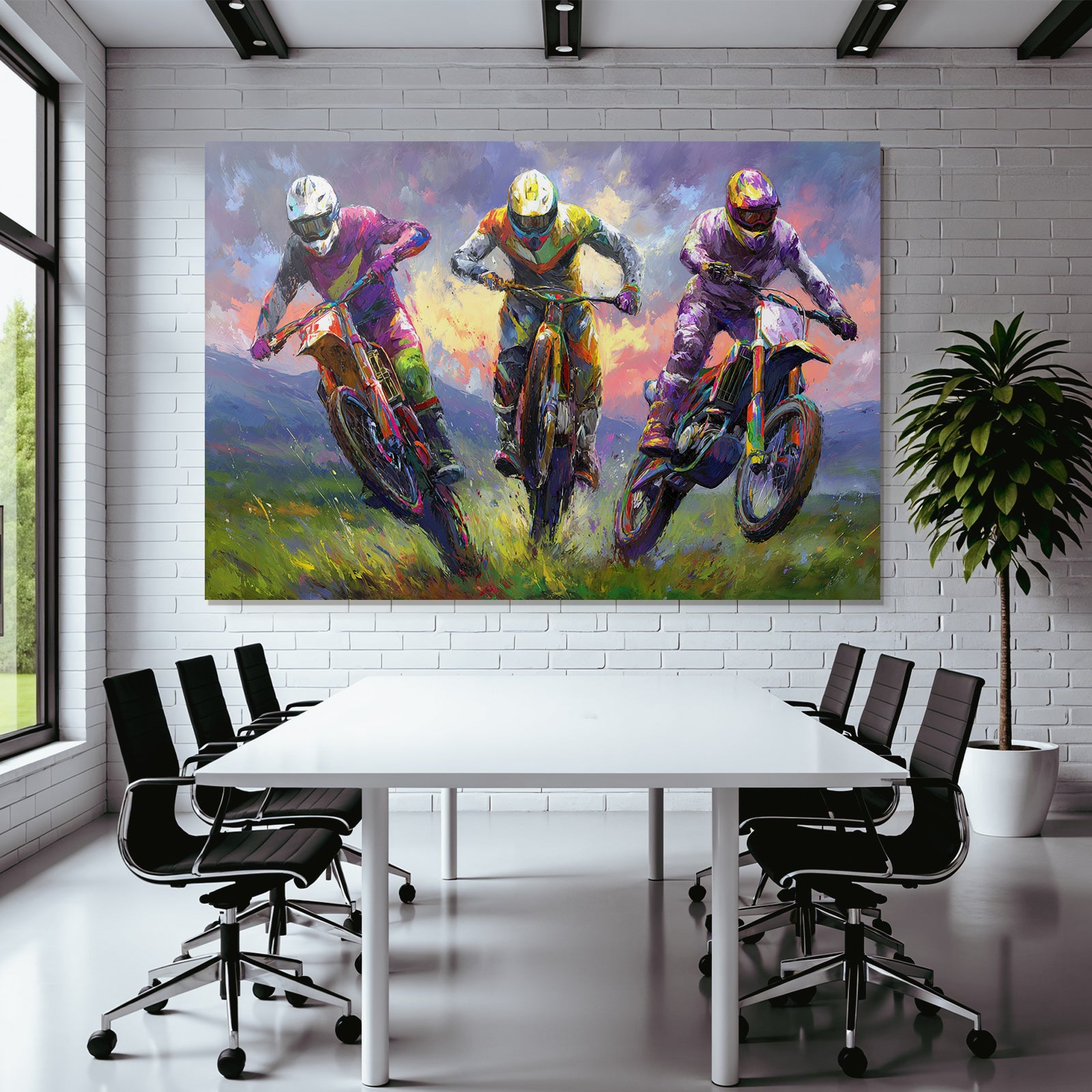 Motocross Rennfahrer Sprung Expressiver Stil Dynamisch Energisch