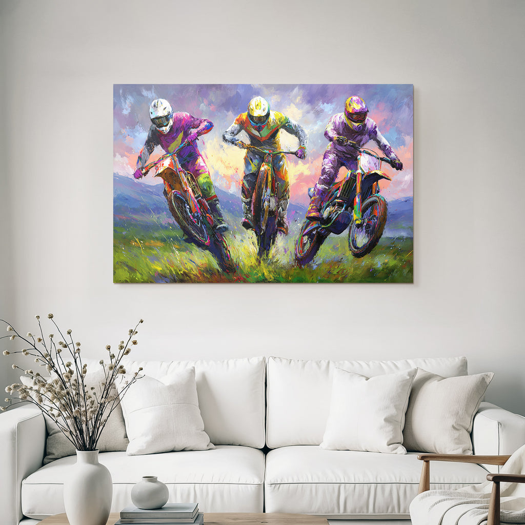 Motocross Rennfahrer Sprung Expressiver Stil Dynamisch Energisch