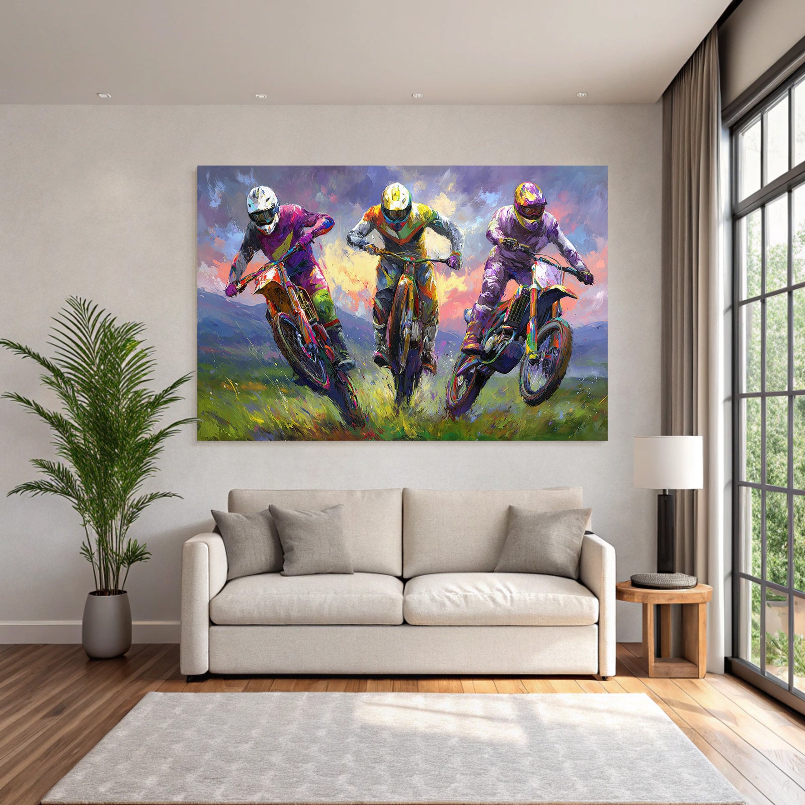 Motocross Rennfahrer Sprung Expressiver Stil Dynamisch Energisch