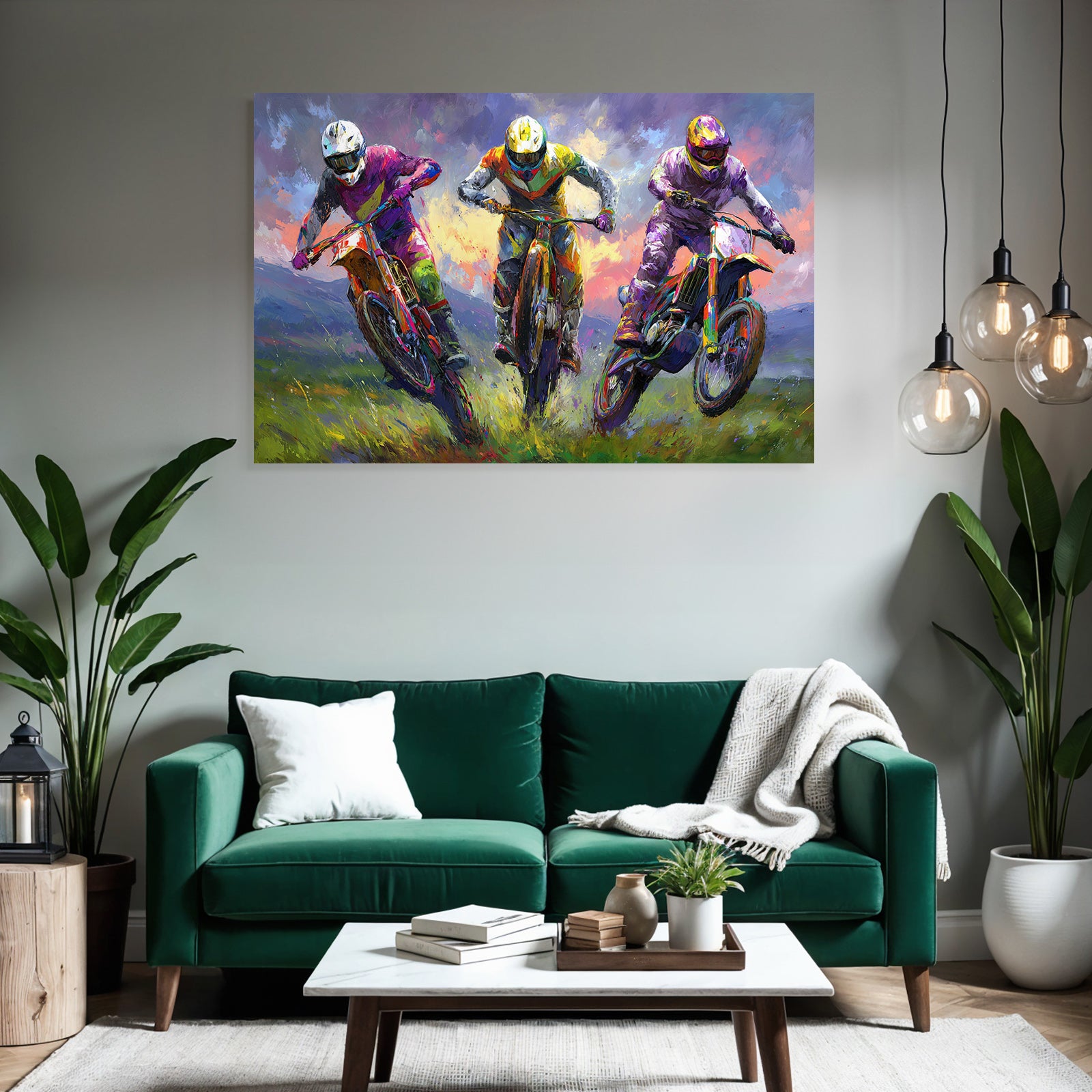 Motocross Rennfahrer Sprung Expressiver Stil Dynamisch Energisch