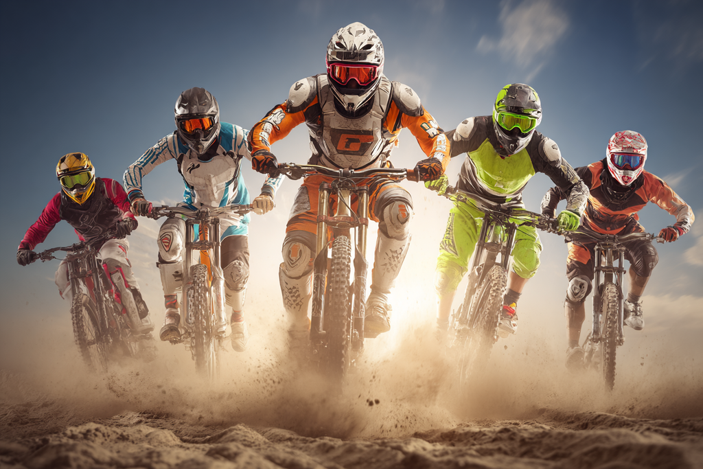 Motocross Rider In Action Durch Sandiges Terrain High Energy Sport | Sport und Bewegung | Themen und Hobbys