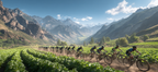 Mountainbiker Event Grüne Felder Berglandschaft Blaür Himmel Adventure | Sport und Bewegung | Themen und Hobbys