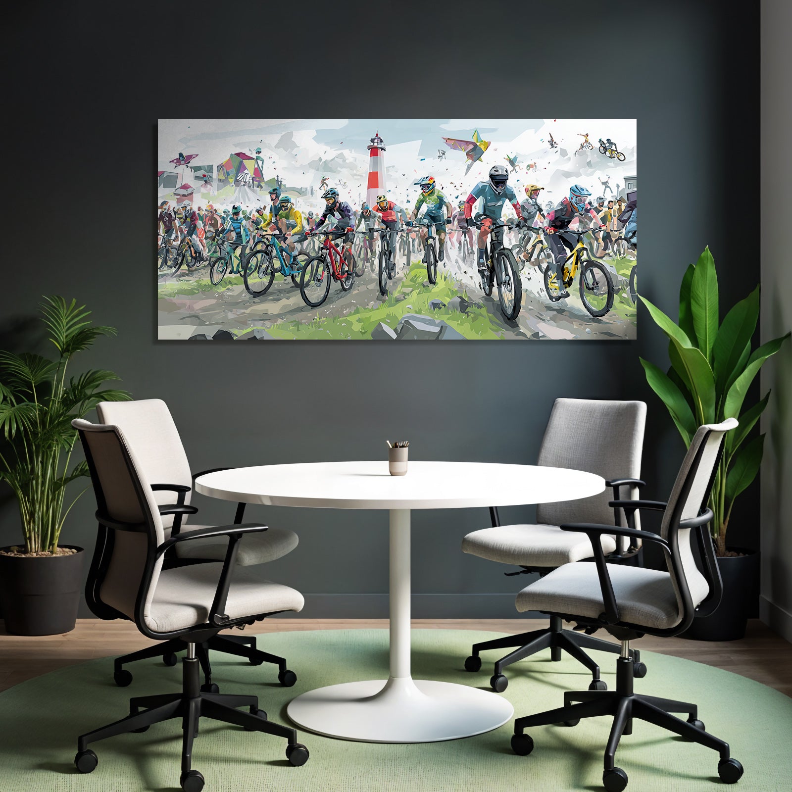 Mountainbiking Event Rugged Terrain Riders Lighthouse Energetic Atmosphere
