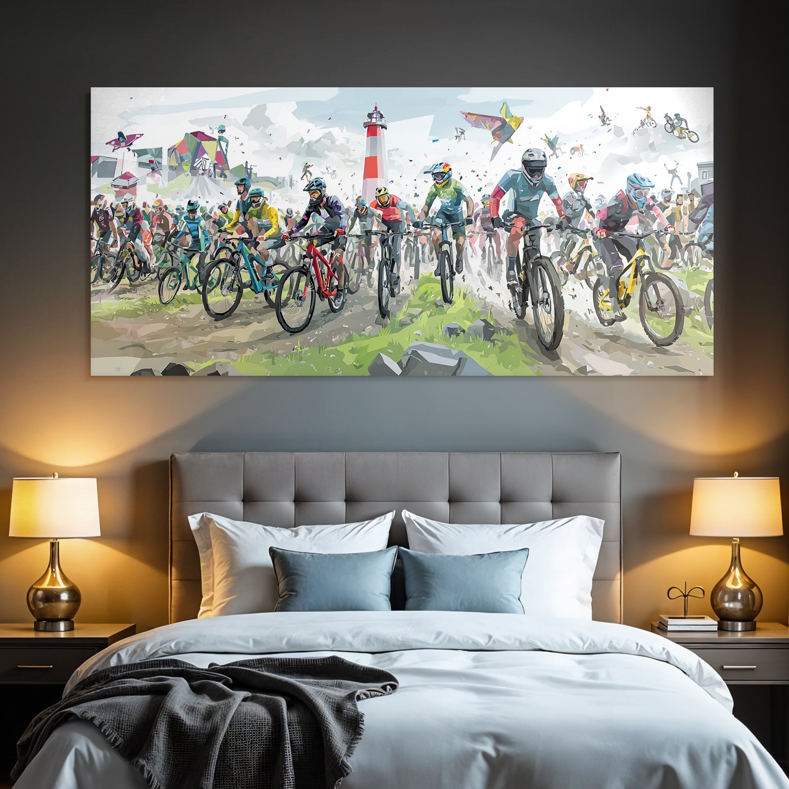 Mountainbiking Event Rugged Terrain Riders Lighthouse Energetic Atmosphere