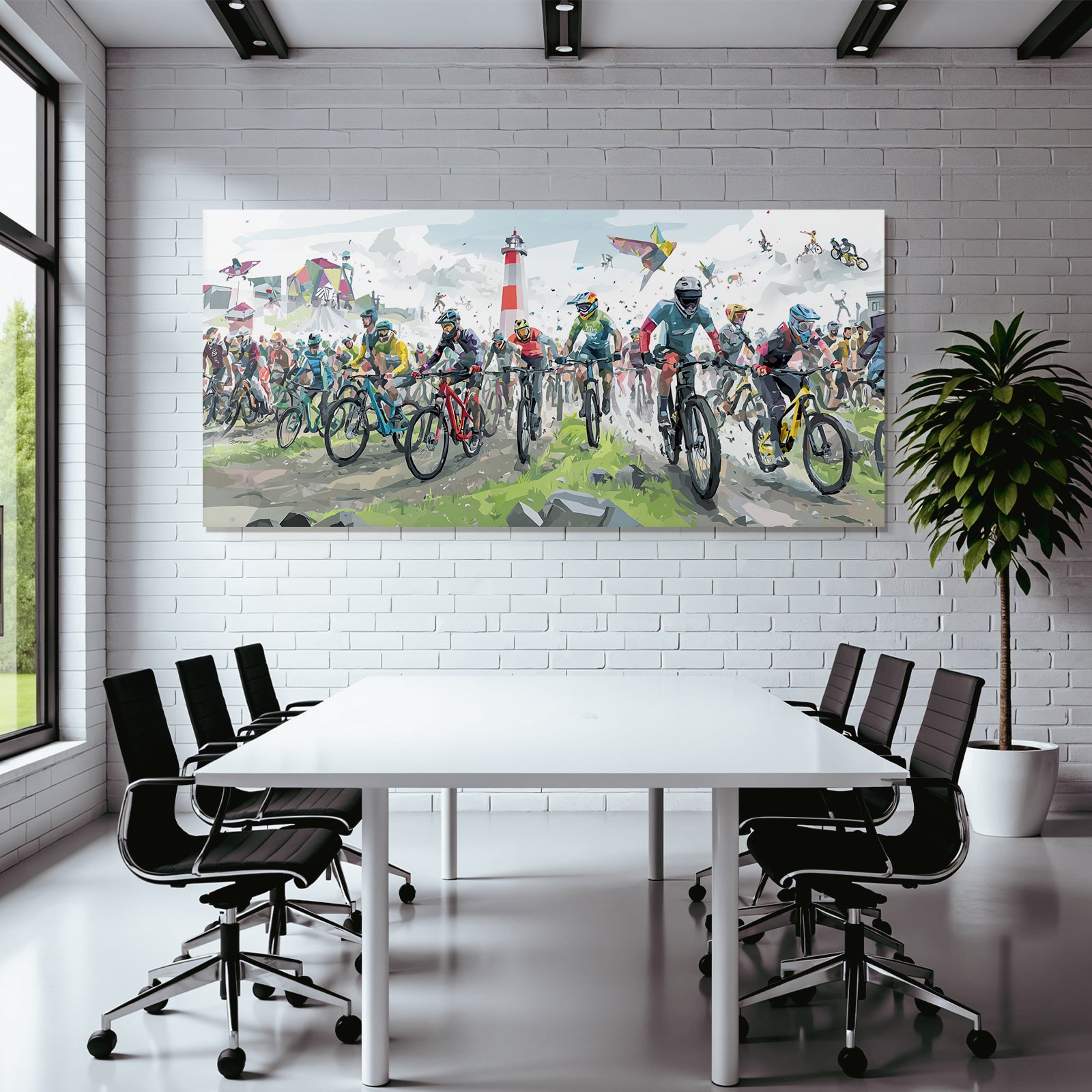Mountainbiking Event Rugged Terrain Riders Lighthouse Energetic Atmosphere