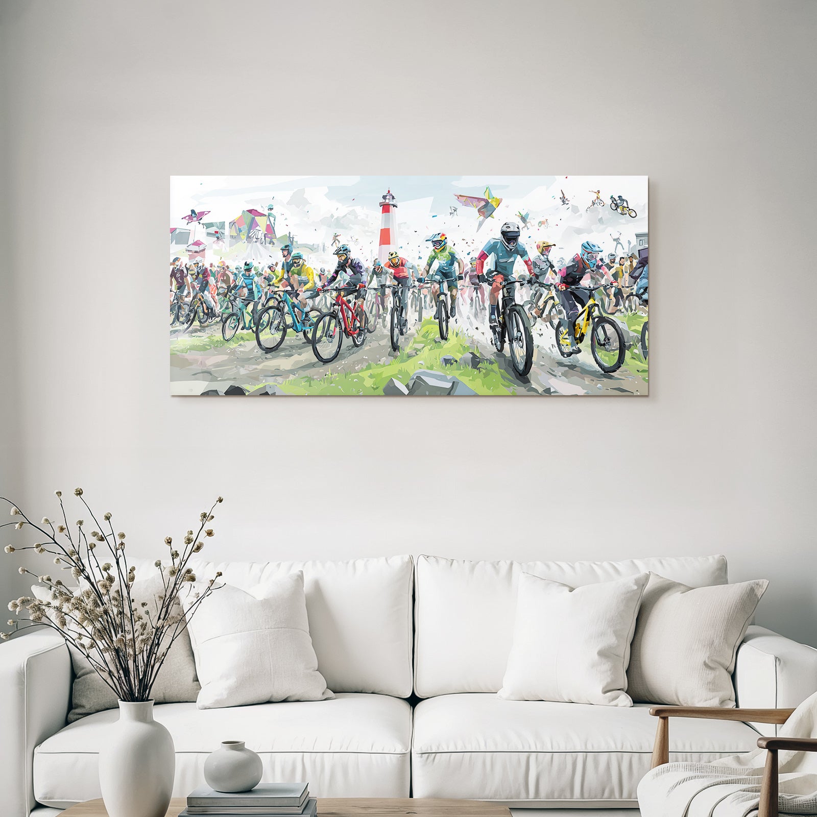 Mountainbiking Event Rugged Terrain Riders Lighthouse Energetic Atmosphere