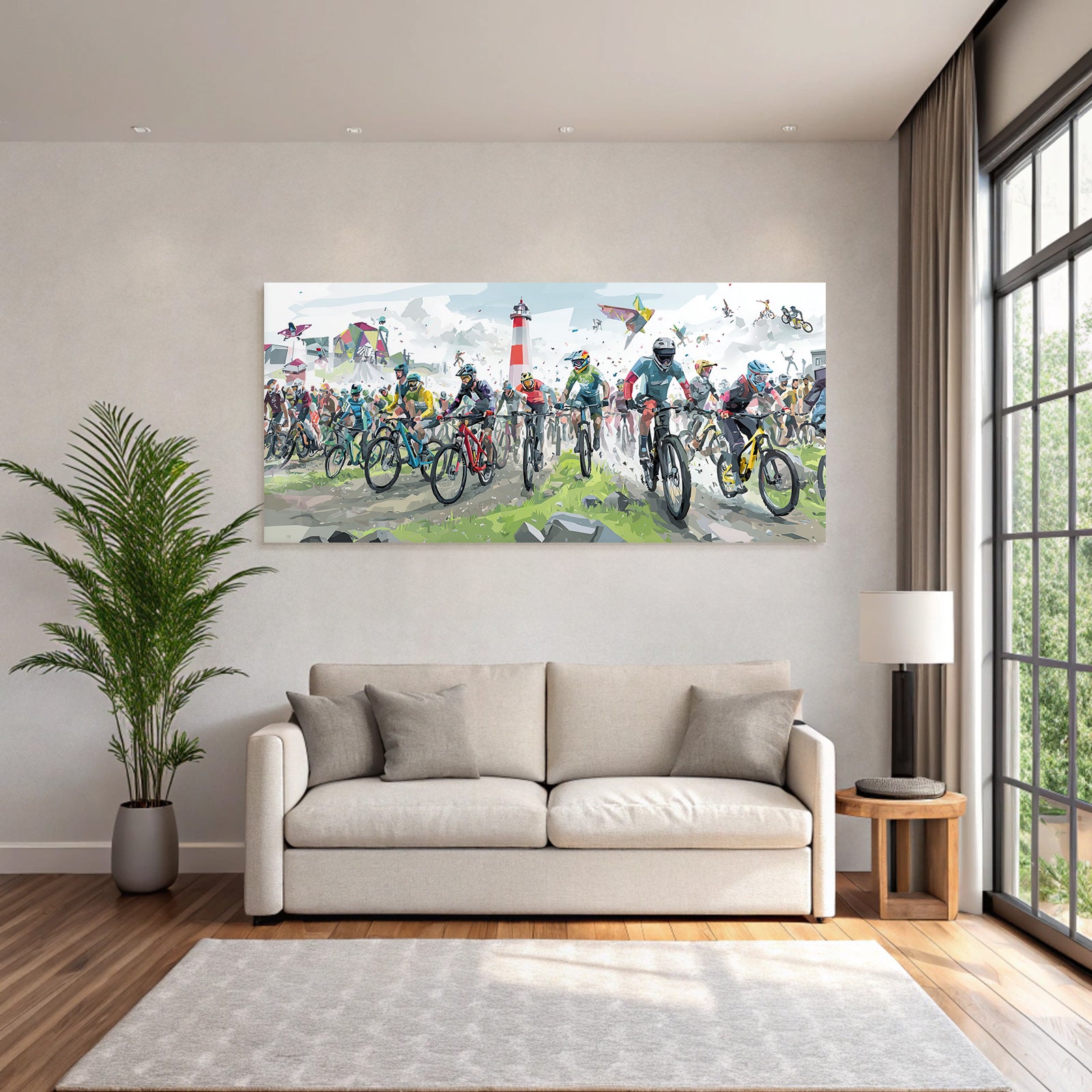 Mountainbiking Event Rugged Terrain Riders Lighthouse Energetic Atmosphere