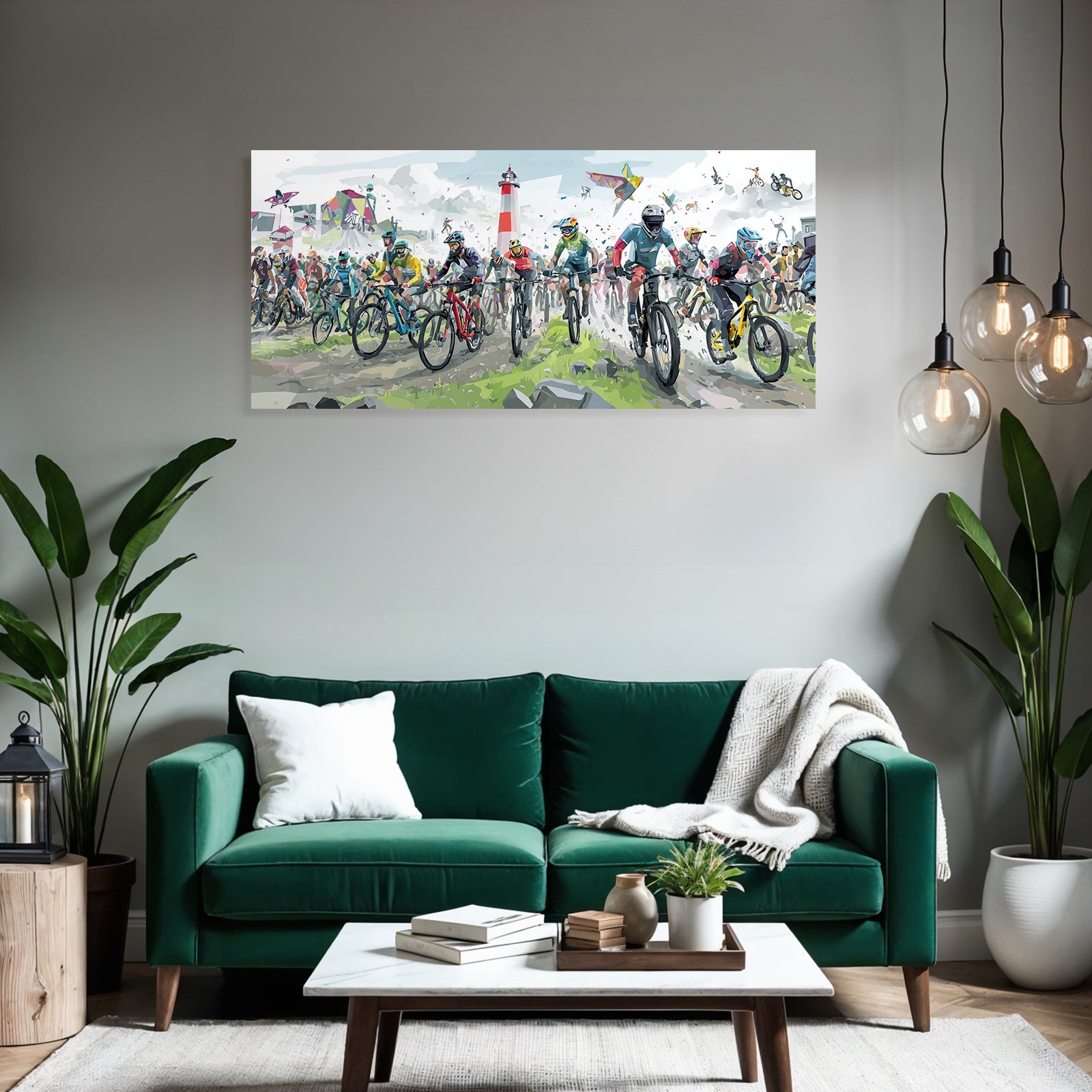 Mountainbiking Event Rugged Terrain Riders Lighthouse Energetic Atmosphere