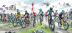 Mountainbiking Event Rugged Terrain Riders Lighthouse Energetic Atmosphere | Sport und Bewegung | Themen und Hobbys