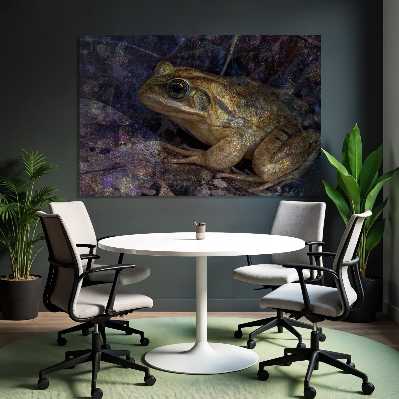 Nahaufnahme Eines Frosches Mit Künstlerischem Hintergrund