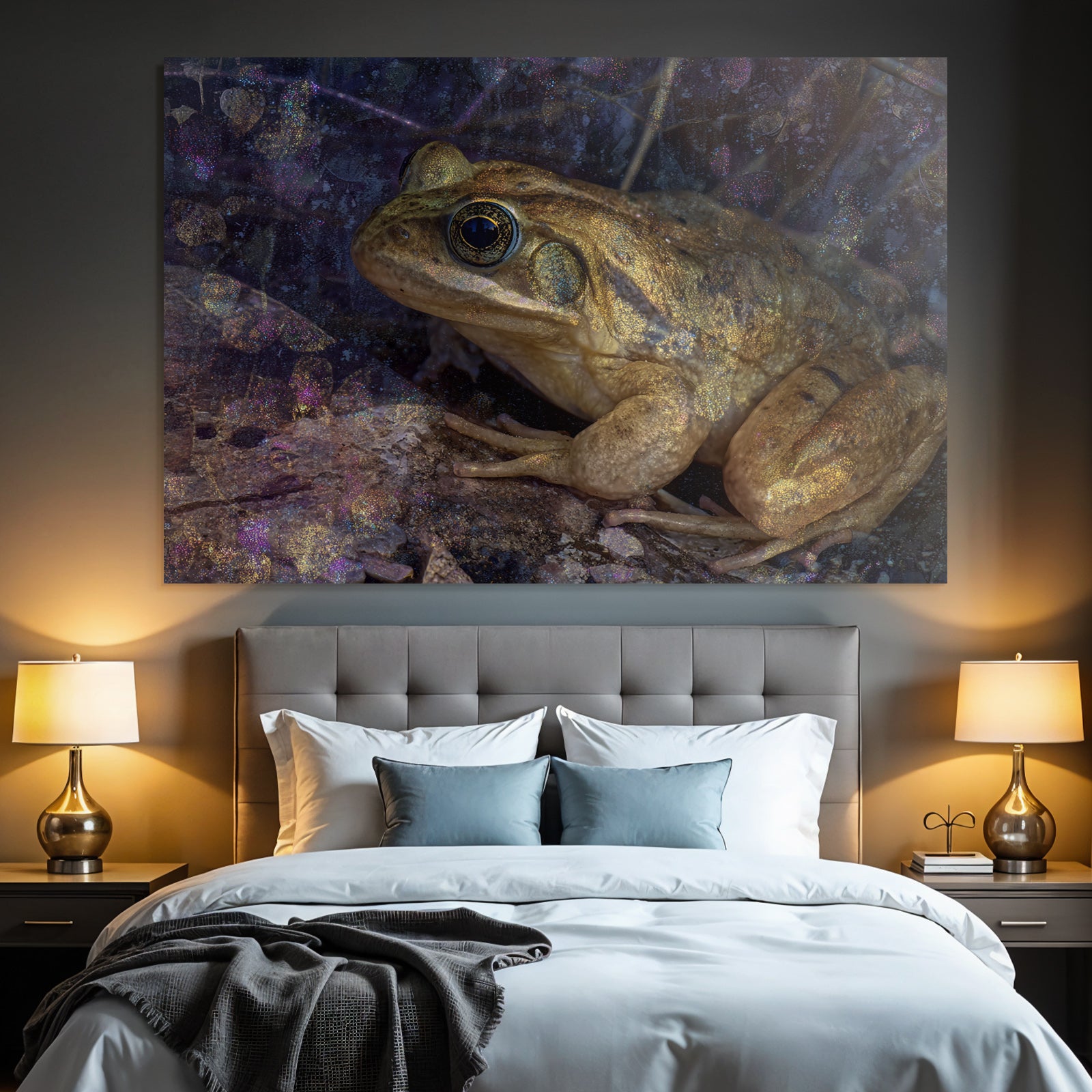 Nahaufnahme Eines Frosches Mit Künstlerischem Hintergrund
