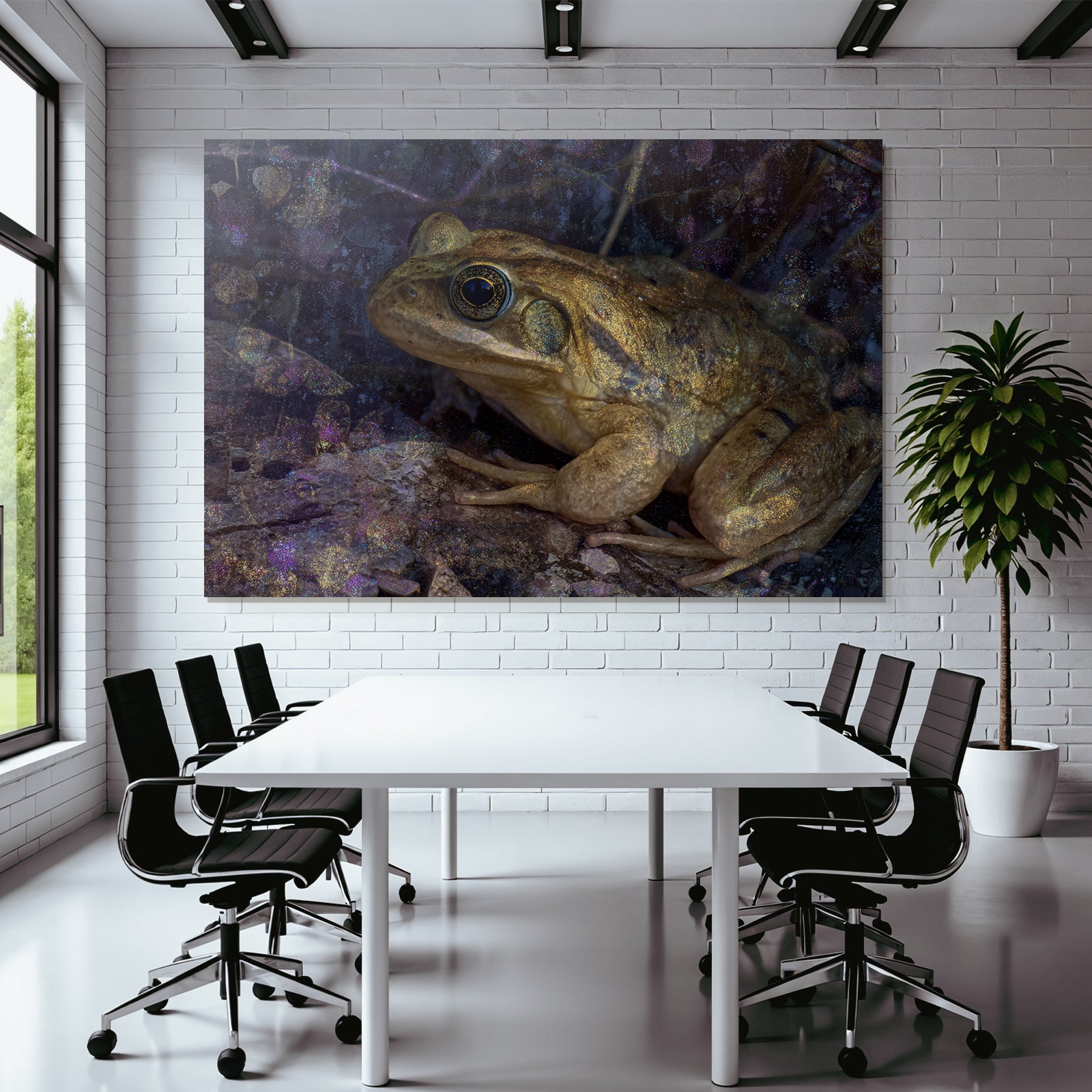 Nahaufnahme Eines Frosches Mit Künstlerischem Hintergrund