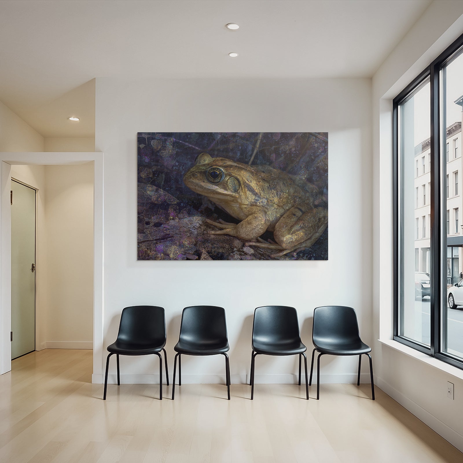 Nahaufnahme Eines Frosches Mit Künstlerischem Hintergrund
