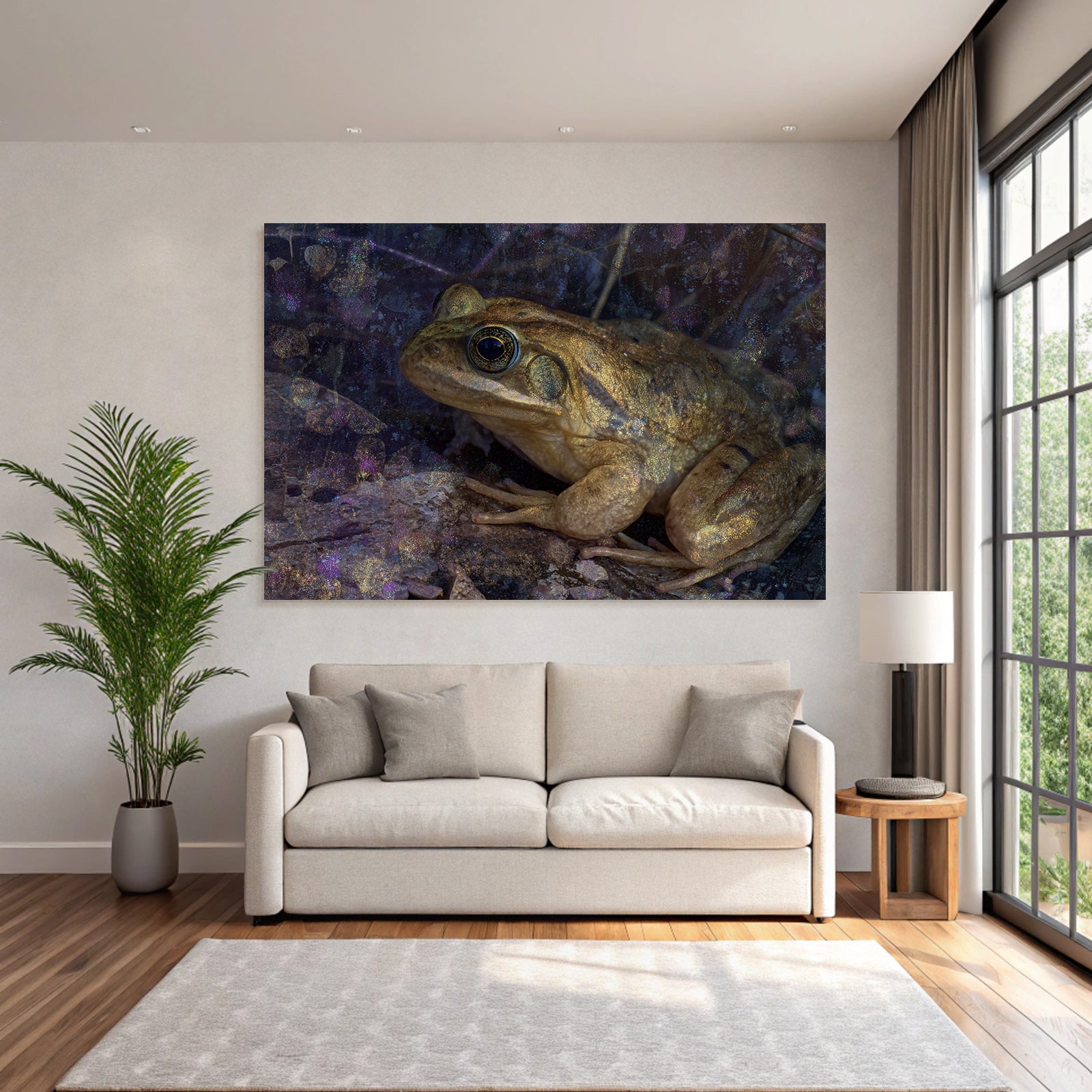Nahaufnahme Eines Frosches Mit Künstlerischem Hintergrund