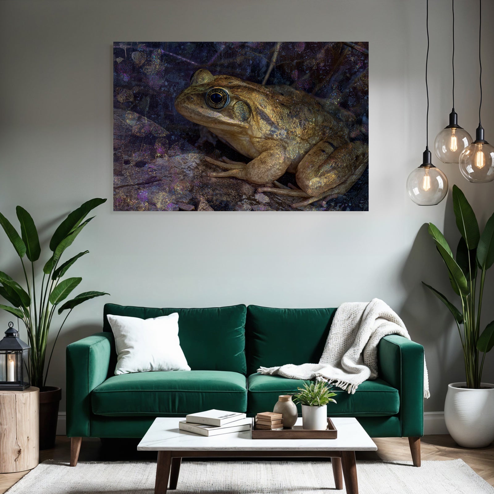Nahaufnahme Eines Frosches Mit Künstlerischem Hintergrund
