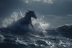 Pferd Aus Dem Meer Wellen Bewegung Morgendämmerung Abenddämmerung | Sport und Bewegung | Themen und Hobbys