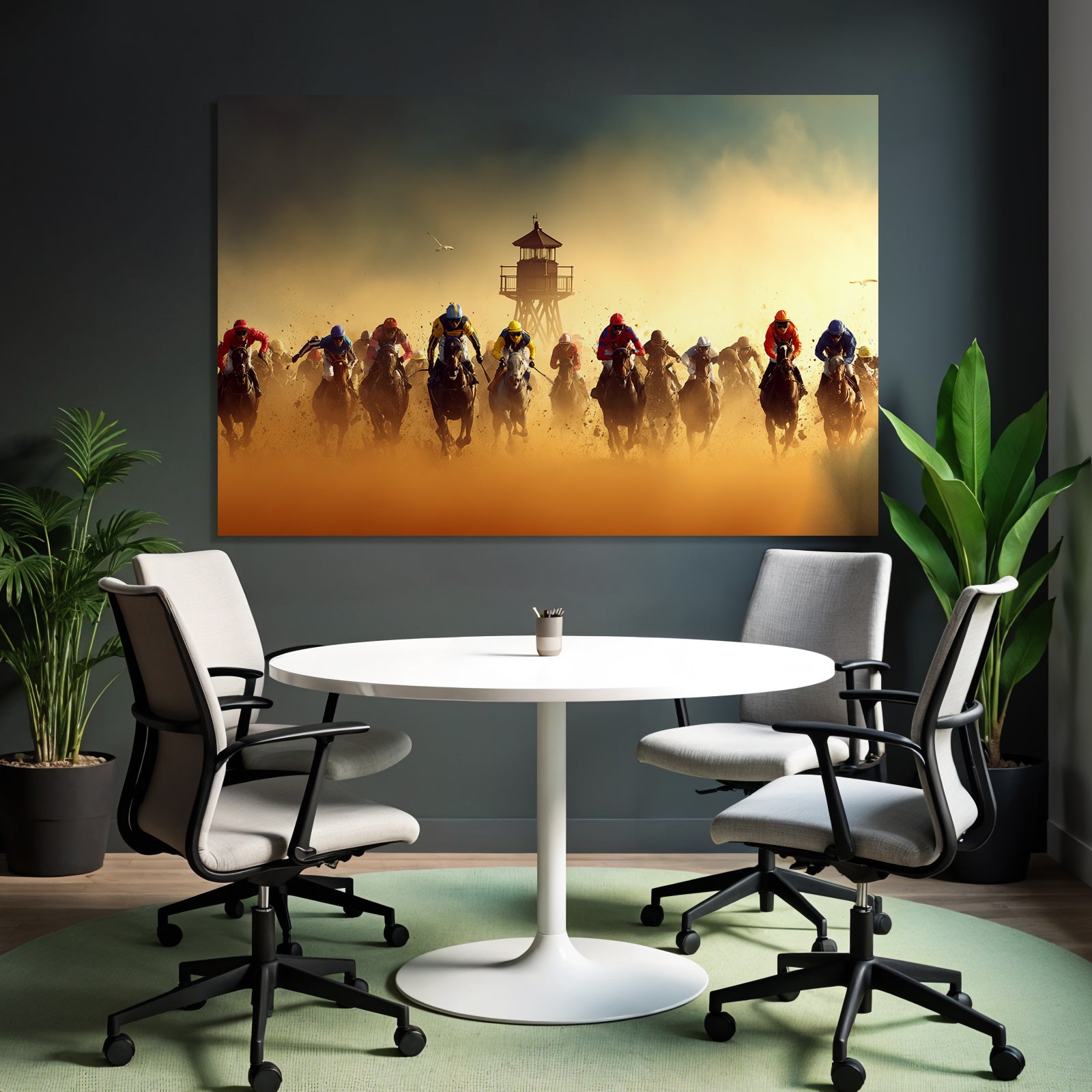Pferderennen Mit Jockeys Im Schnellen Reitverlauf