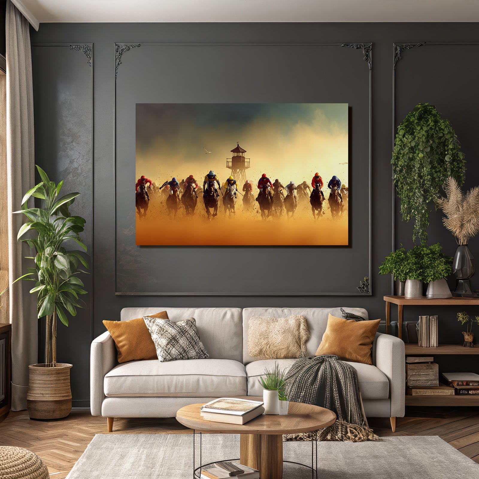 Pferderennen Mit Jockeys Im Schnellen Reitverlauf