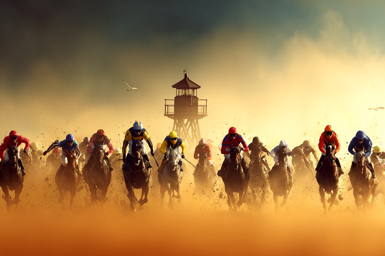 Pferderennen Mit Jockeys Im Schnellen Reitverlauf | Sport und Bewegung | Themen und Hobbys