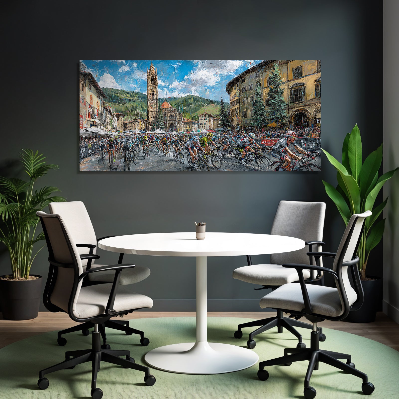 Radrennen In Der Altstadt Mit Landschaft Hintergrund