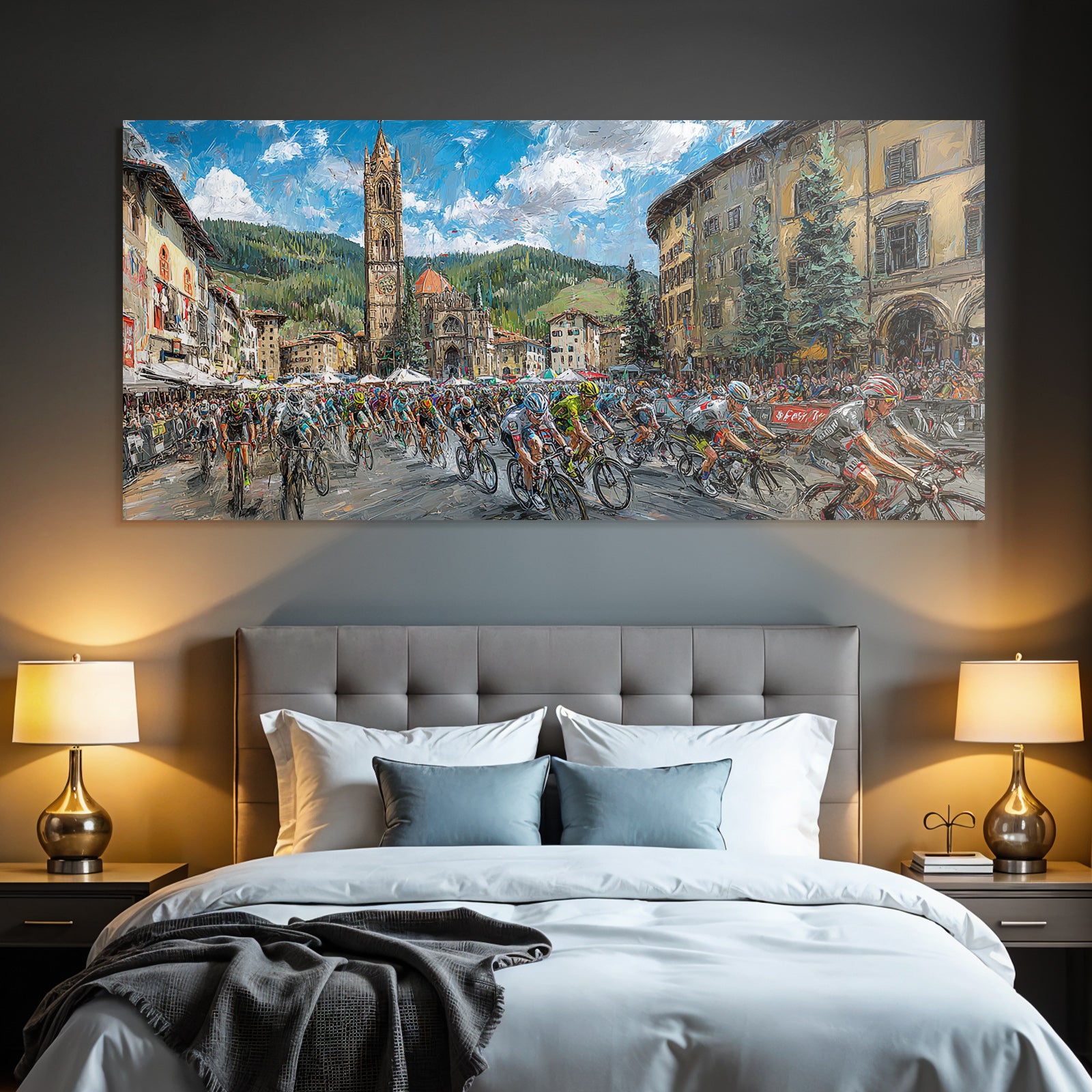 Radrennen In Der Altstadt Mit Landschaft Hintergrund