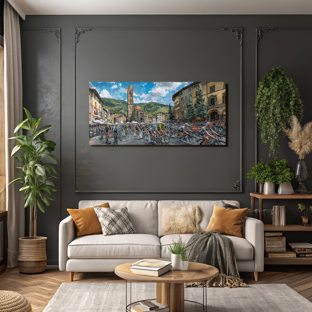 Radrennen In Der Altstadt Mit Landschaft Hintergrund