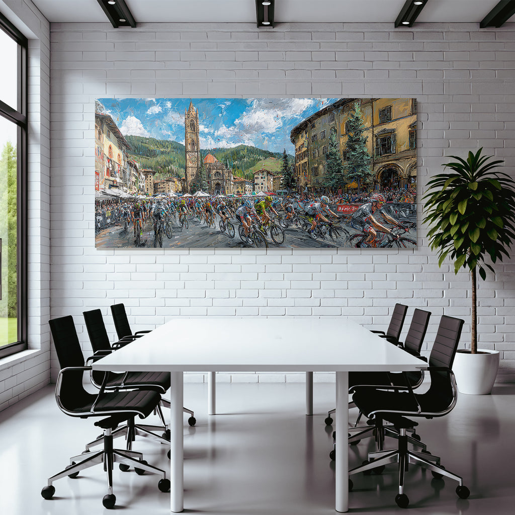 Radrennen In Der Altstadt Mit Landschaft Hintergrund