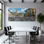 Radrennen In Der Altstadt Mit Landschaft Hintergrund
