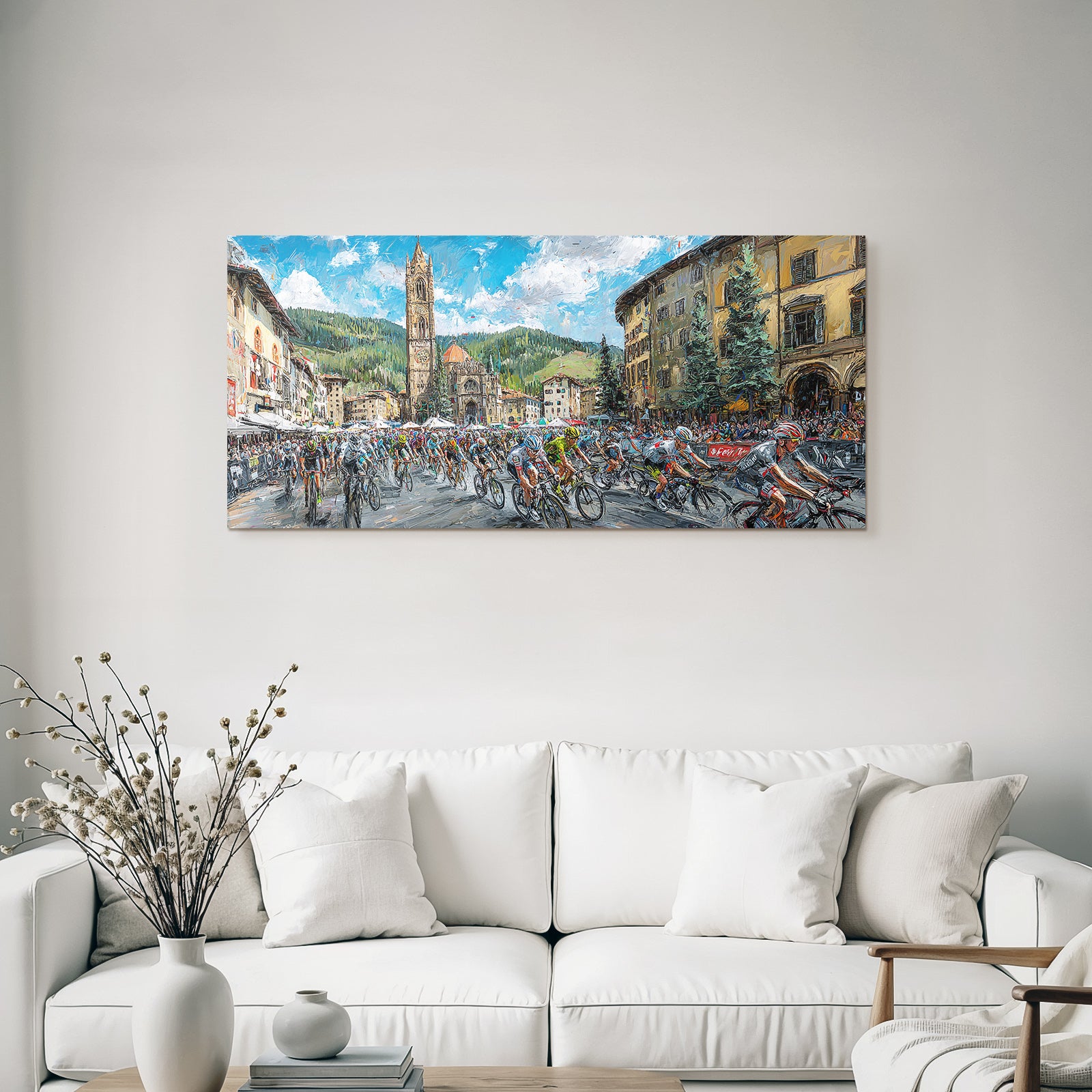 Radrennen In Der Altstadt Mit Landschaft Hintergrund