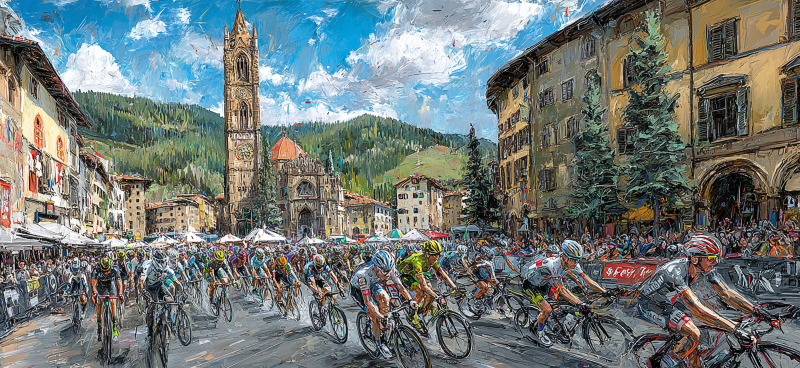 Radrennen In Der Altstadt Mit Landschaft Hintergrund | Sport und Bewegung | Themen und Hobbys