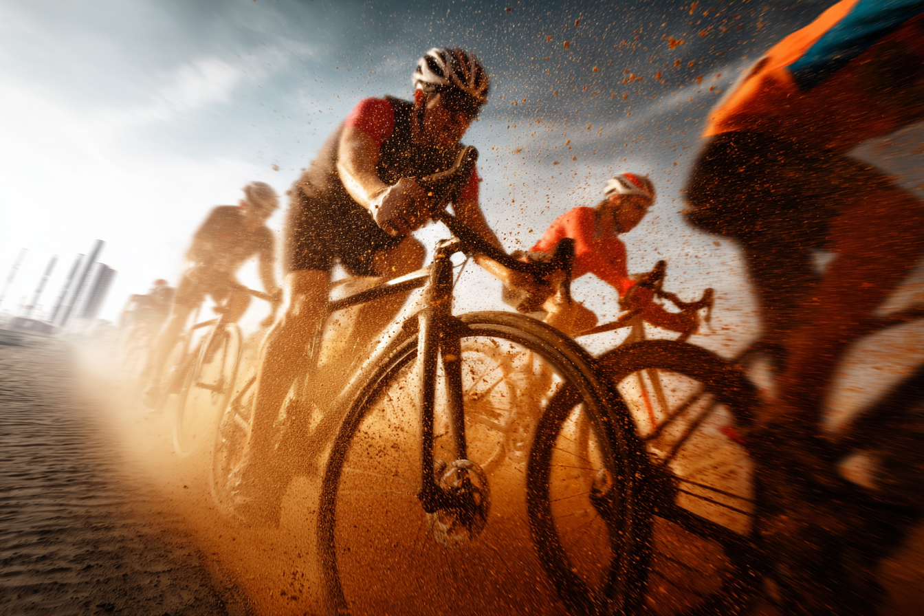 Radsport Dynamik Rennen Gravel Boden Staub Debris | Sport und Bewegung | Themen und Hobbys