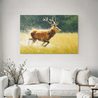 Reh Laeuft Durch Wiese Mit Langem Gras Painterly Stil Dynamik Und Energie