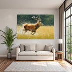 Reh Laeuft Durch Wiese Mit Langem Gras Painterly Stil Dynamik Und Energie