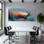 Rehe In Bewegung Winterlandschaft Bunte Pinselstriche