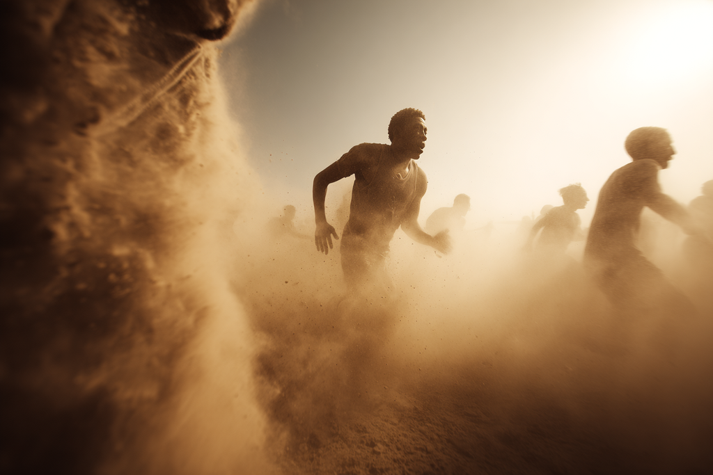 Rennen Im Staub Bei Früh Oder Spätem Nachmittag | Sport und Bewegung | Themen und Hobbys