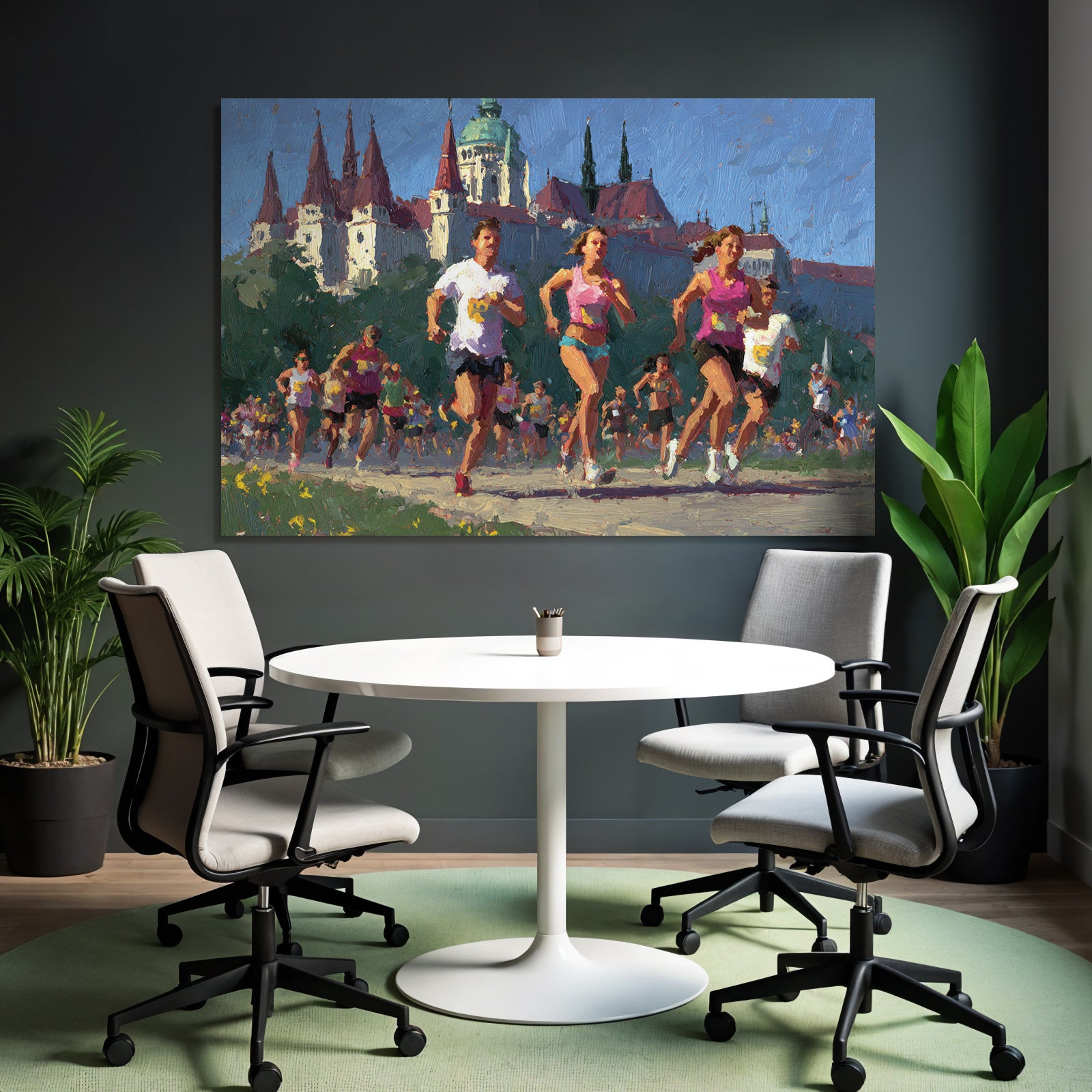 Rennende Laeufer Impressionistisches Wettrennen Architektur Hintergrund