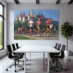 Rennende Laeufer Impressionistisches Wettrennen Architektur Hintergrund