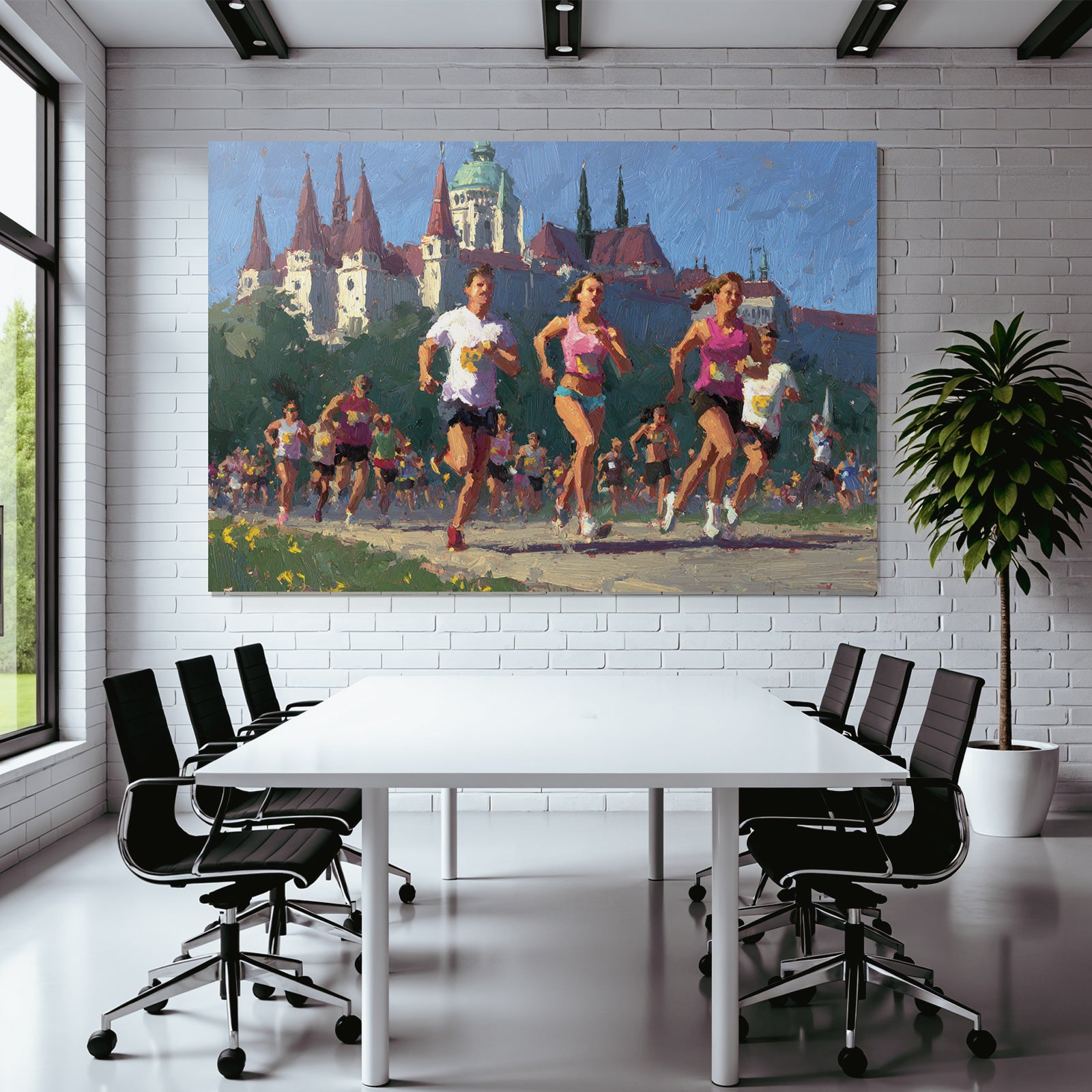 Rennende Laeufer Impressionistisches Wettrennen Architektur Hintergrund