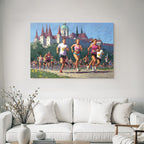 Rennende Laeufer Impressionistisches Wettrennen Architektur Hintergrund