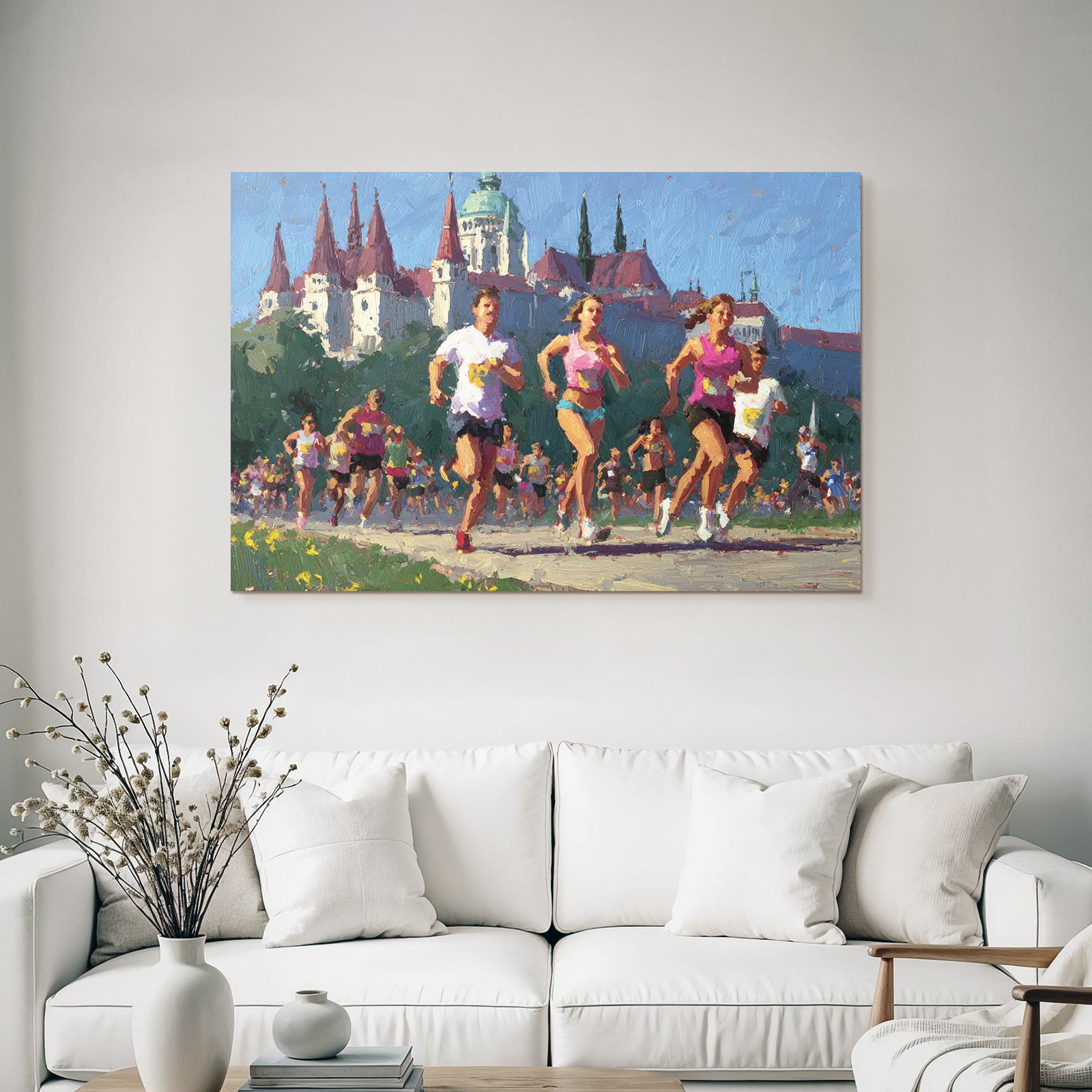 Rennende Laeufer Impressionistisches Wettrennen Architektur Hintergrund