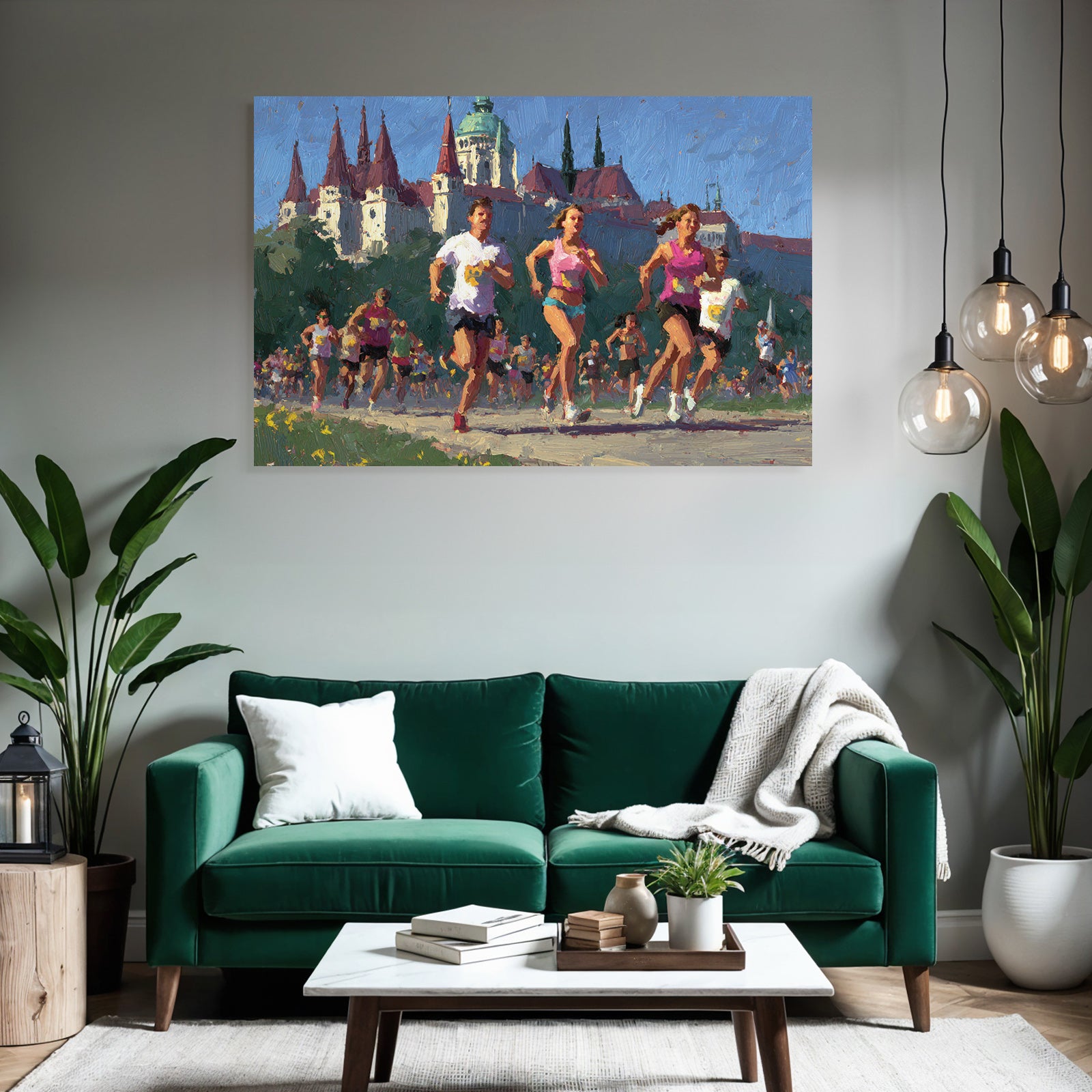 Rennende Laeufer Impressionistisches Wettrennen Architektur Hintergrund