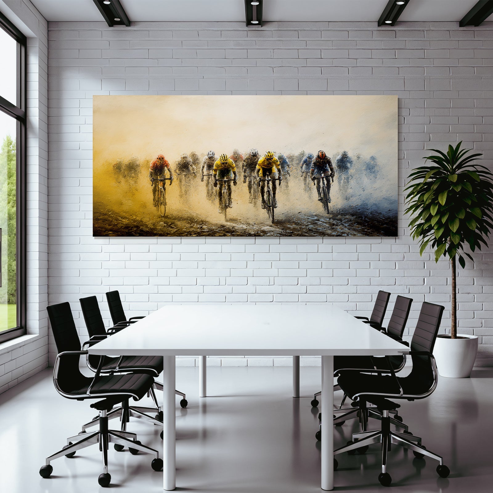 Rennradfahrer Im Wettbewerb Dynamische Atmosphäre Ölmalerei