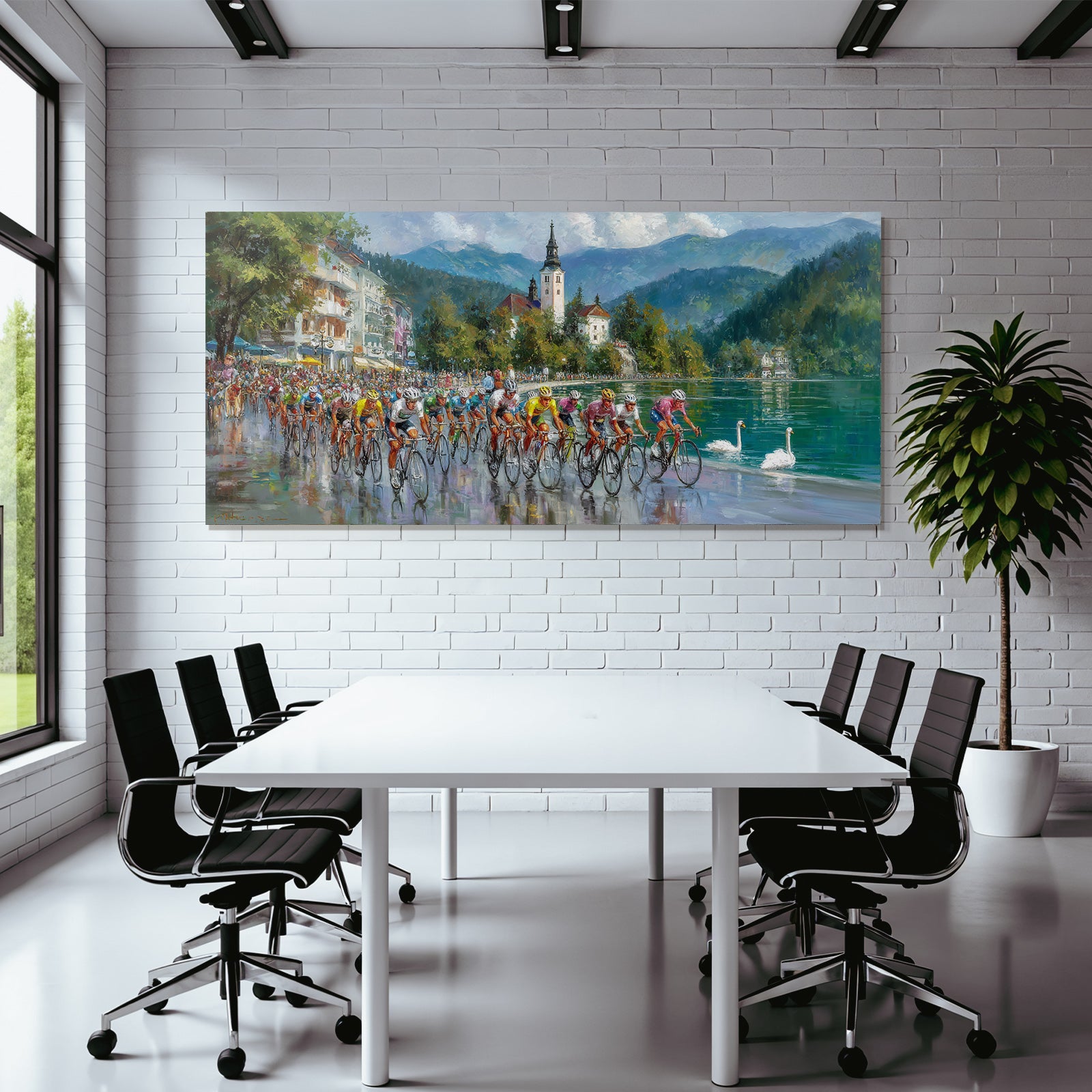 Rennradrennen Am See Malerei Gemeinschaftsveranstaltung