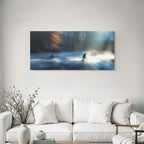 Ruhige Winterlandschaft Eislaufen Auf Einem Gefrorenen See
